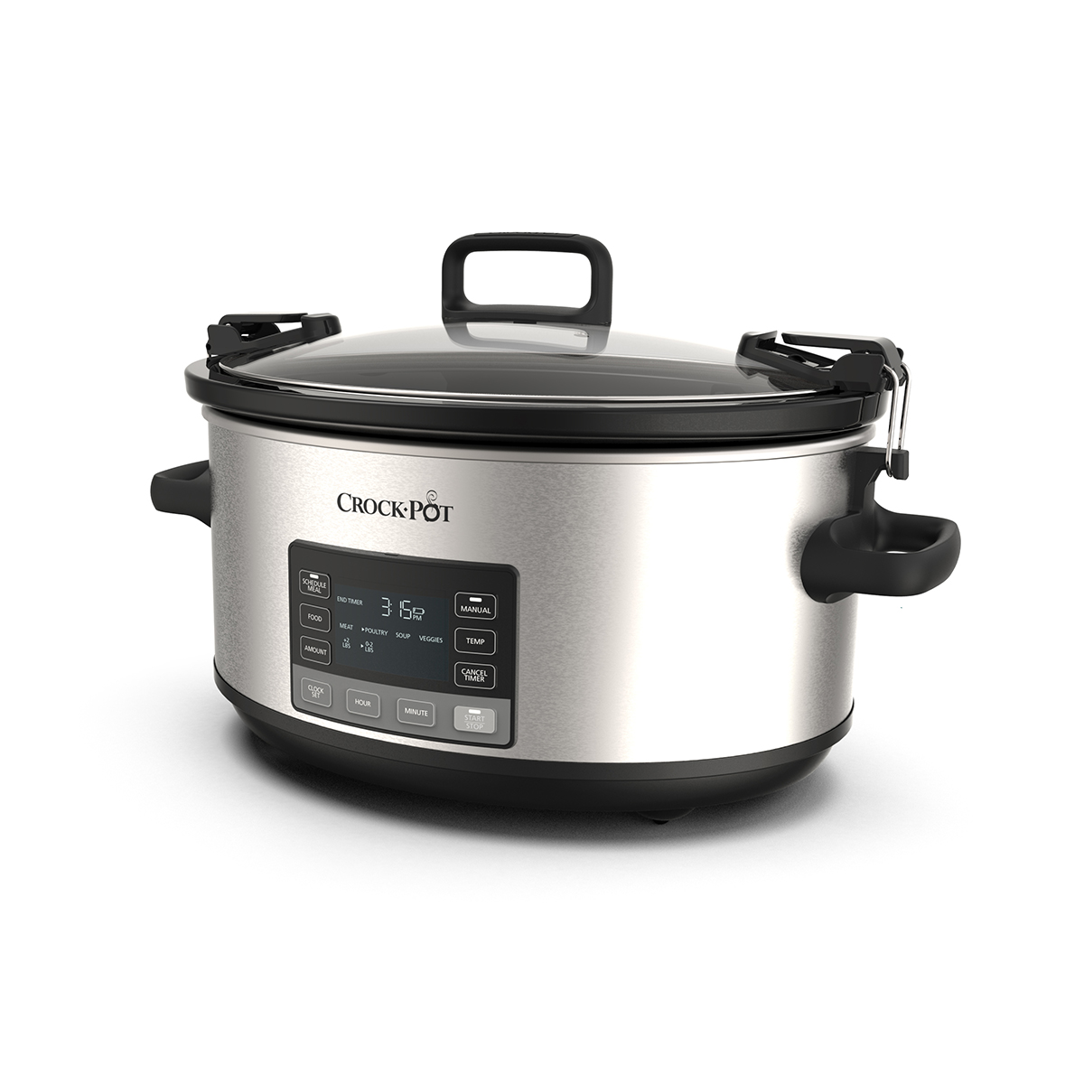 Crock-Pot 7 Quart Portable Programmable Slow Cooker with Timer and Locking  Lid, Stainless Steel