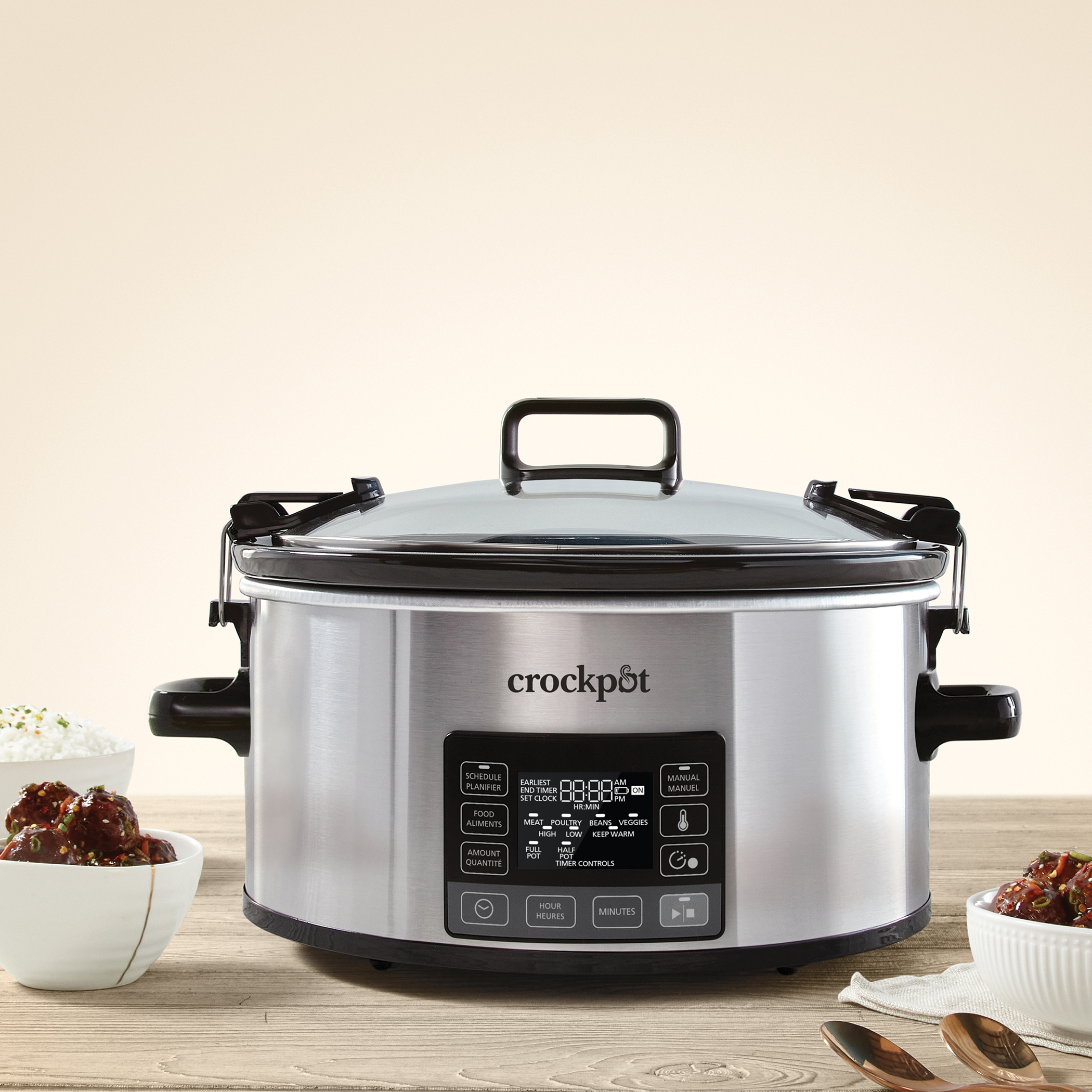 CrockPot® 6,6 L MyTime™ mijoteuse programmable, Finition acier inoxydabe